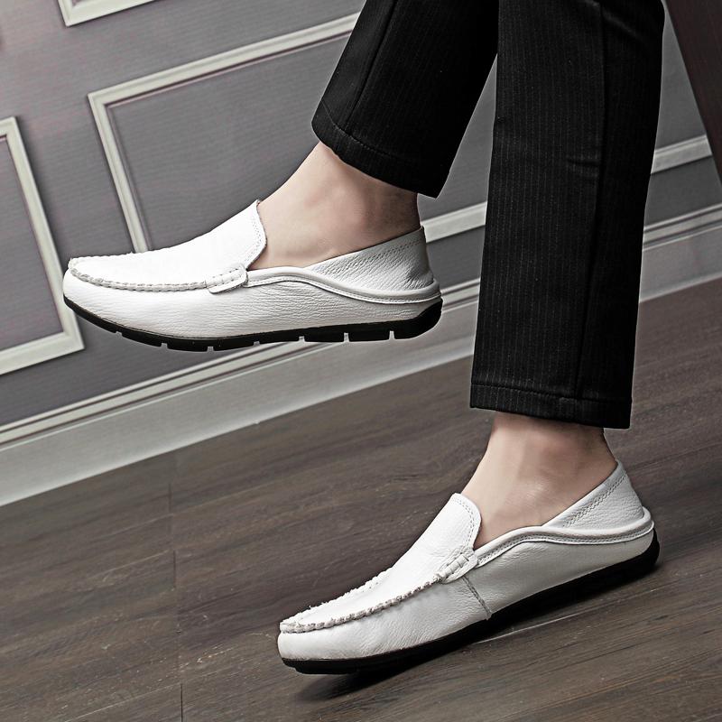 Modne miękkie dno męskie buty casualowe luksusowe marki męskie zestaw stóp mokasyny oryginalne skórzane mokasyny oddychające wsuwane buty do jazdy samochodem
