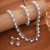 3 Pcs/Set Fashion Retro Women'S Jewelry Set Rhinestone Artificial Pearl Wedding Party Bride Wedding Necklace Bracelet Earrings