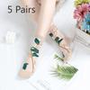 5 Pairs of Female Spring and Summer Cotton Bottom Lace Breathable Non Slip Transparent Sweat Absorbable Tube Socks