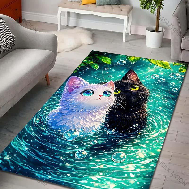 

Multiple sizes Two cute cats in water Print Carpet Rug for Living Room Bedroom Sofa Doormat Home Decor Non-slip Floor Mat 40cm x 60cm