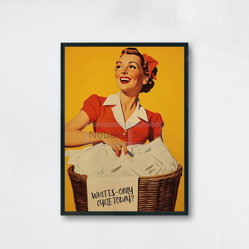 Vintage Funny Laundry Day Poster Retro Housewife Funny Prints Canvas Painting Wall Art Pictures Home Room Bathroom Decoration