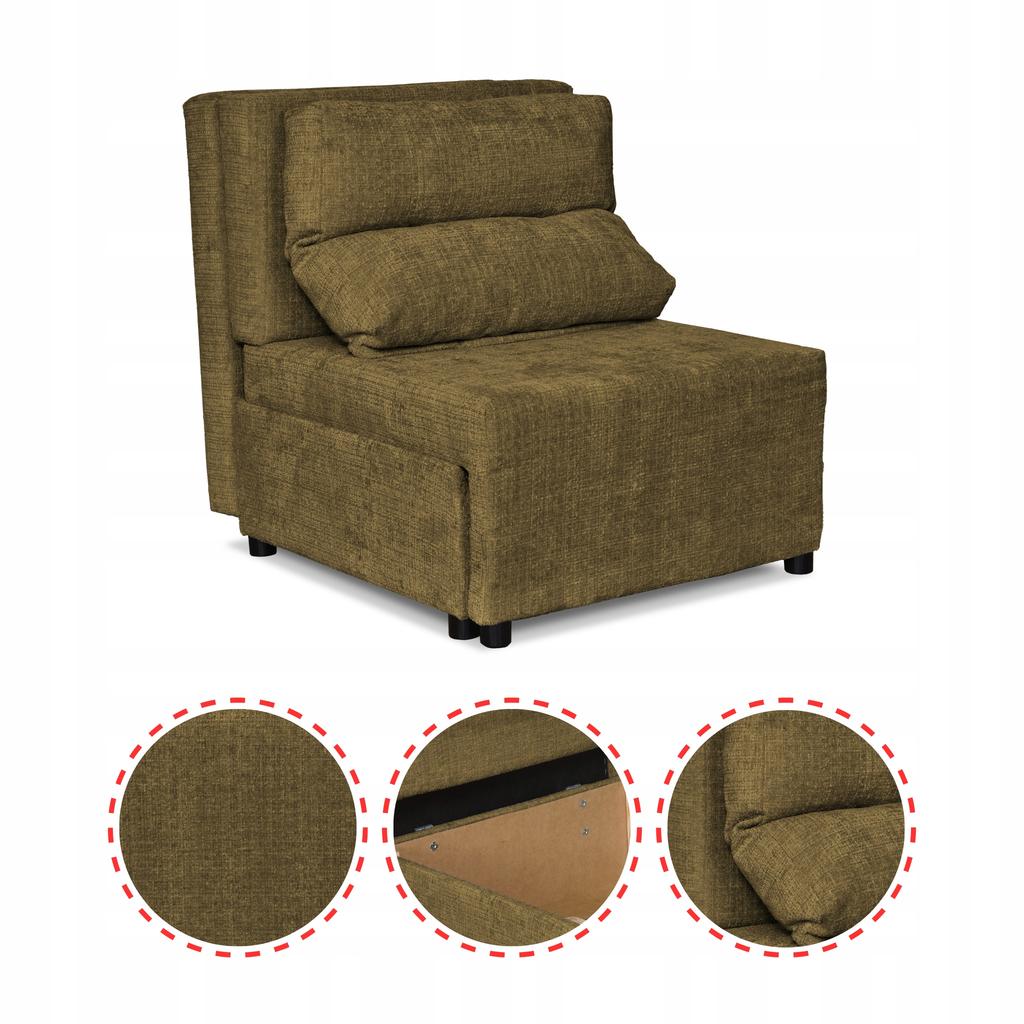 Fold-out Armchair with Sleeping Function KIMO Bedding Container Ramona Brown