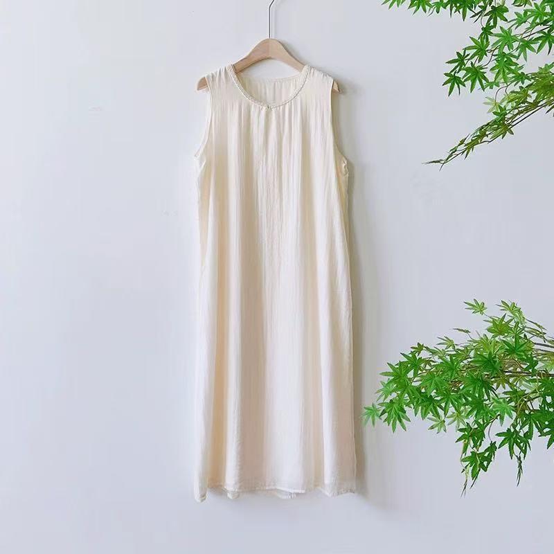 

2025 spring and summer new simple and versatile Tencel bottom double-layer vest skirt women s casual outer wear solid color dress 2XL абрикосовий