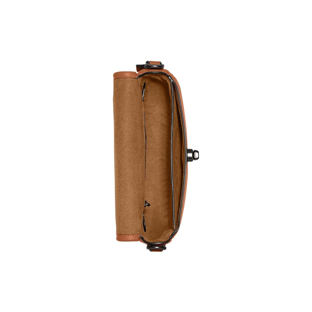 New COACH Willow Leather Saddle Bag, Shoulder Bag, Crossbody Bag Trumpets Women's Saffron Brown CA094-V5NP6