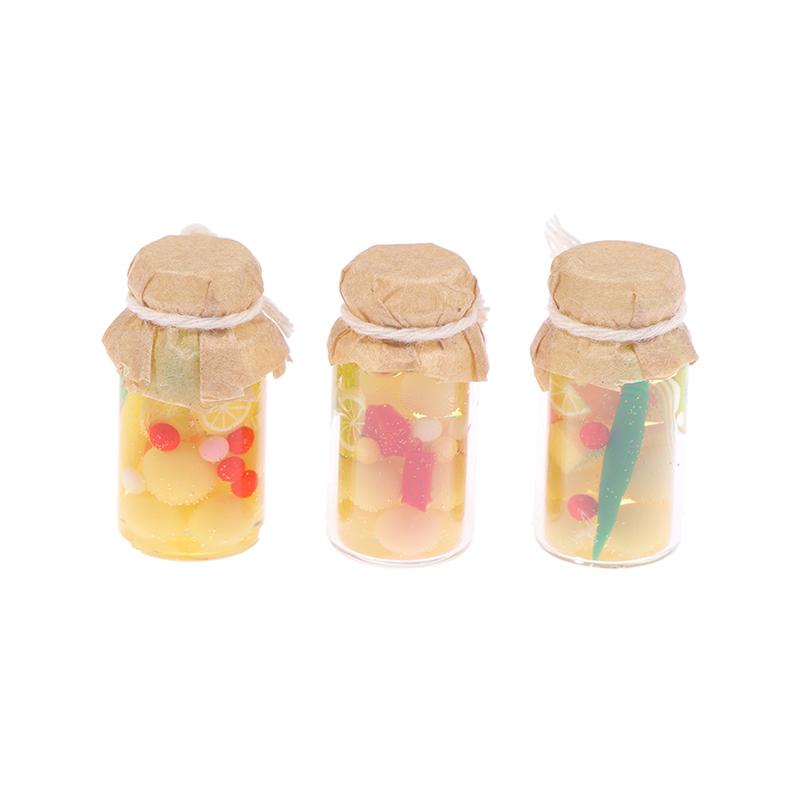 3Pcs Dollhouse Miniature Canned Fruits Set Toy Doll Food Kitchen Accessories