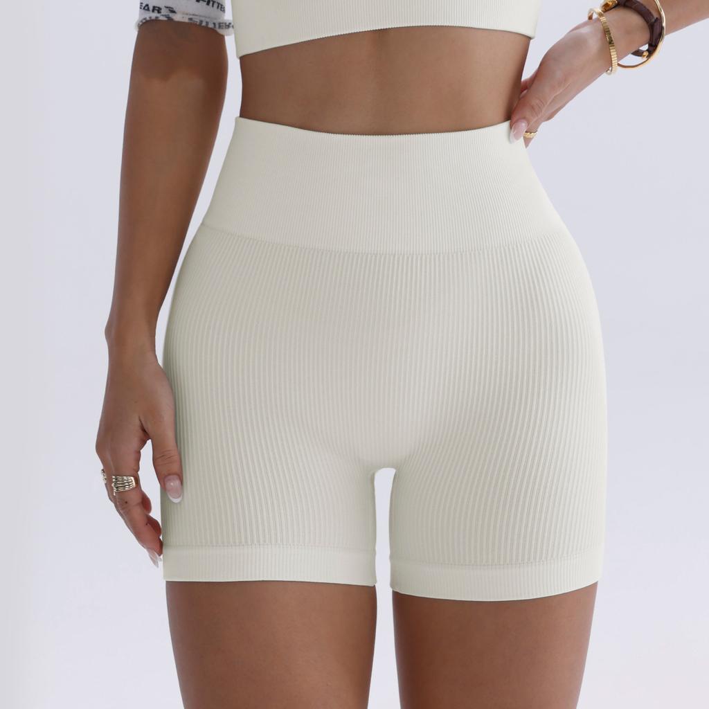 Sports shorts European and American hip lift high waist yoga pants women's peach hip tight three-point quick-drying threaded fitness shorts