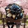 1PC Blue Rose Gold Leaf Umbrella-8-Rib Reinforced, Automatic Open, Lightweight & Durable, Cute Fashion Accessory for Outdoor-A1258