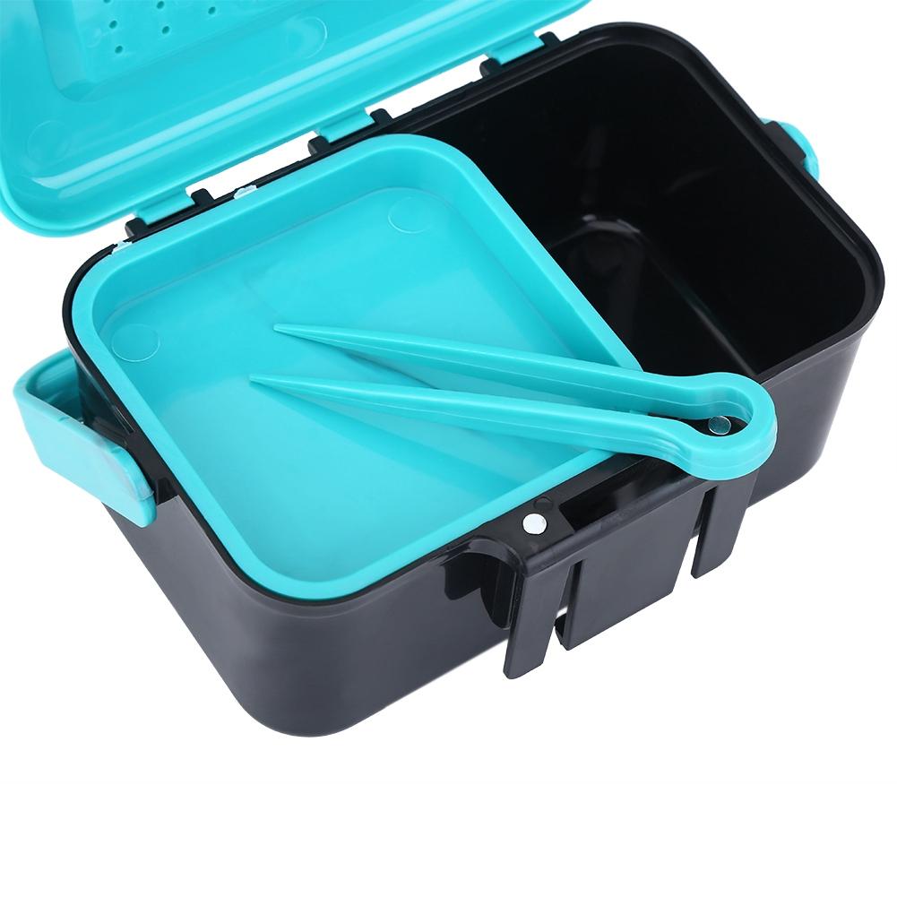 Tragbarer, langlebiger Angelköderhalter aus Kunststoff, Wurm, Regenwurm, Köder, Aufbewahrungskoffer mit Clip