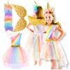 Costume dress set golden unicorn dress headband wings size 120 Golden unicorn costume size 130
