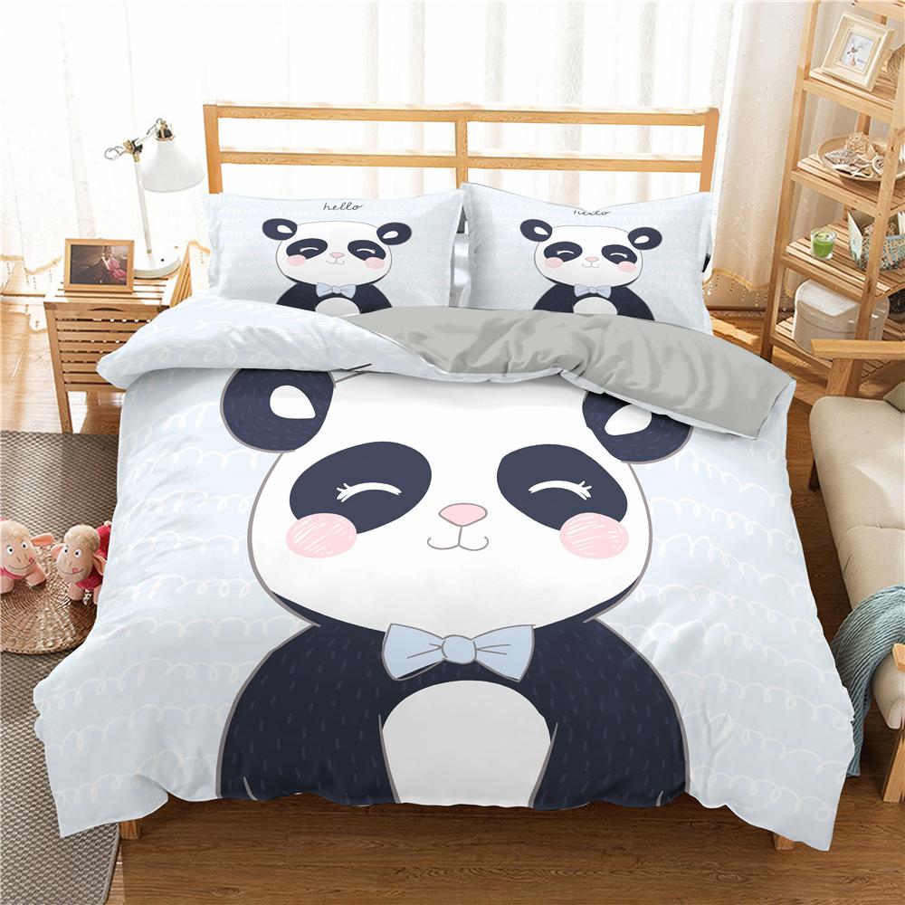 Bedding Set Panda Duvet Cover Set Teens Boys Girls Cartoon Animal Quilt Cover Queen Size Comforter Cover With Pillow Case 2/3pcs