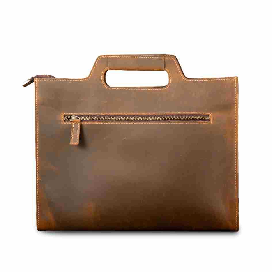 Men's Genuine Leather Handbag, Top Layer Cowhide Briefcase, Yellow Ox Crazy Horse Retro Minimalist Crossbody Bag, Computer Bag