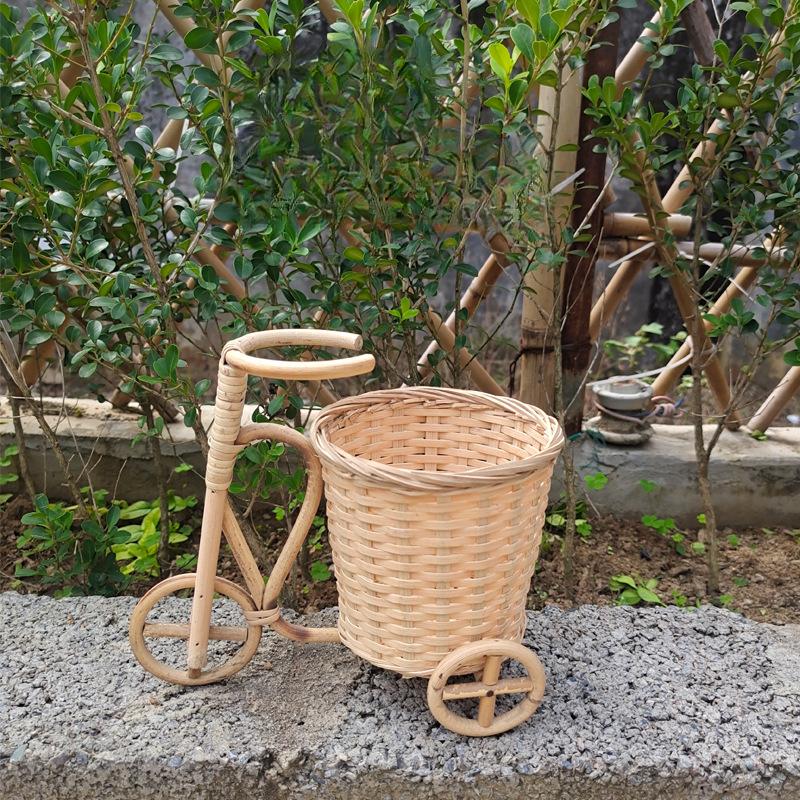 

Premium Bamboo Weaving Pure Handmade Art Stylish Design And Craft Decoration Rattan Weave Desk Home Decoration Pencil Flower Basket Mini Tricycle