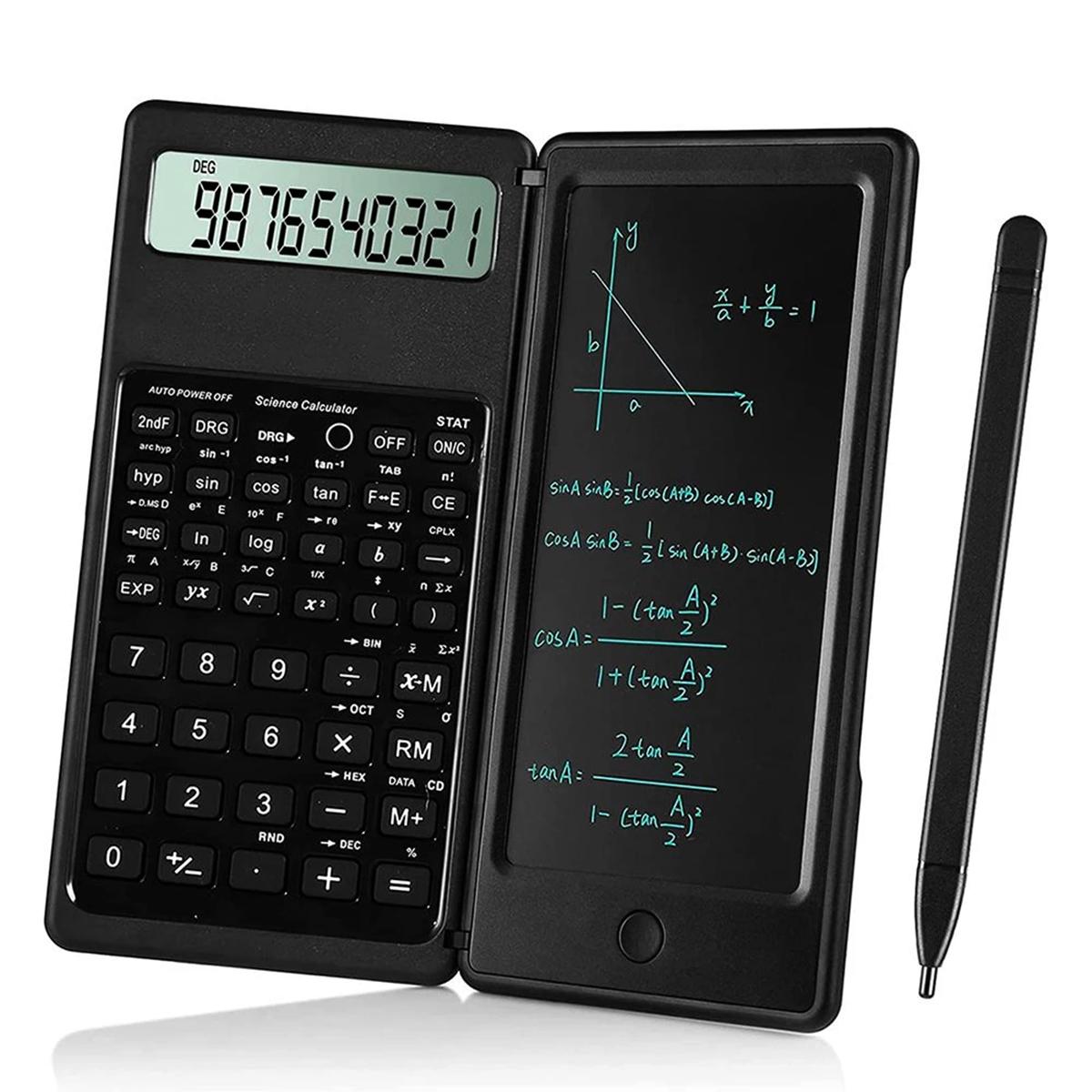 

2 IN 1 Foldable Solar Energy Calculator 10 Digits LCD Display Desktop With 6 Inch Writing Tablet Pen For Office Business School чорний