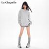 La Chapelle Damen Amerikanisches Retro Lockeres Rundhals-Sweatshirt