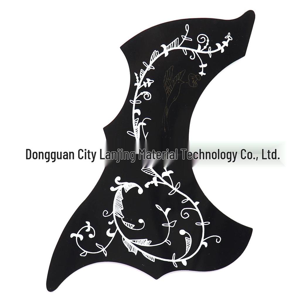 40-41 Zoll Linke/Rechte Hand Blumengemaltes und Vogelbemaltes Holzgitarren-Schlagbrett mit Kratzschutz & Kleberückseite