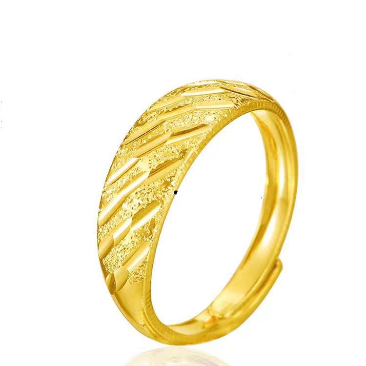 Thickened Electroplated Meteor Shower Sand Surface Couple Rings, Gold-Plated, Adjustable Fashionable Index Finger Ring.