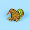 Artistic Textured Brooch Cartoon Kiwi Bird Design Zinc Alloy Brooch Pin Bag Sweater Suit Lapel Decorative Enamel Badge Versatile Accessory