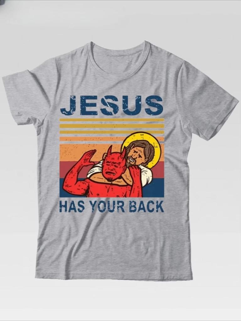 Jesus Has Your Back Jiu Jitsu Retro Christian T-Shirt Cotton Graphic Tee Unisex Unisex Summer Streetwear