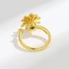 European Style Adjustable Flower Ring With Enamel Finish For Fashion Womens Accessories
