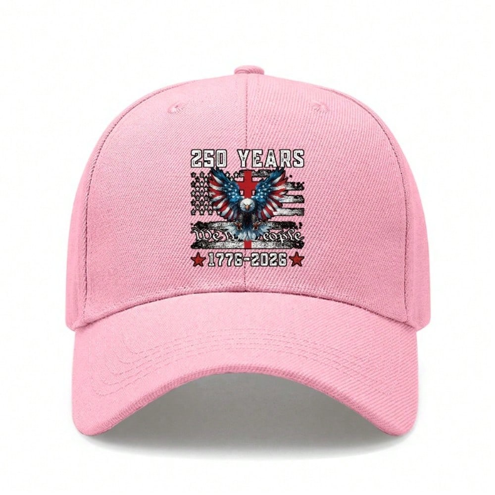 [Patriotic Baseball Cap] 250 Years We The People Print Polyester Adjustable Breathable Vintage American Flag Baseball Hat For July 4Th Independence