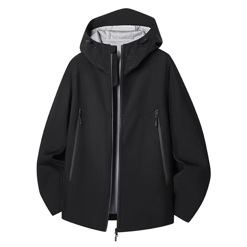 Mens Windproof Waterproof Softshell Jacket Outdoor Hiking Coat With Hood Loose Fit