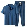 Linen Short-sleeved Suit Men's Summer Thin Ice Silk Loose Breathable Casual Two-piece Suit