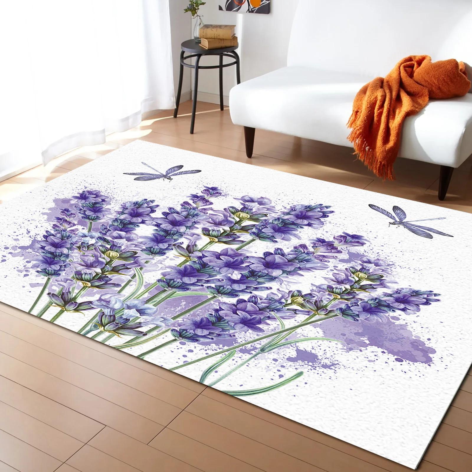 

Rustic Lilac Flower Purple Lavender Plant Carpets for Bedroom Living Room Modern Home Floor Large Non Slip Rug Entrance Door Mat 40x60cm