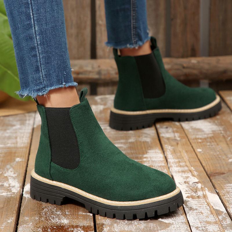 Autumn and winter new Martin boots large size thick-soled suede medium tube round head thick heel Martin boots