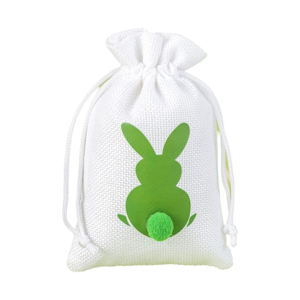 

10PCS Bunny Pattern Easter Candy Bags Reusable Decorative Rabbit Candy Bags Festival Eco-Friendly Drawstring Gift Bags 3.94x5.91in зелёный