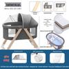 Convertible Foldable Bassinet for Newborns: Portable Baby Rocking Crib Connects to Larger Beds