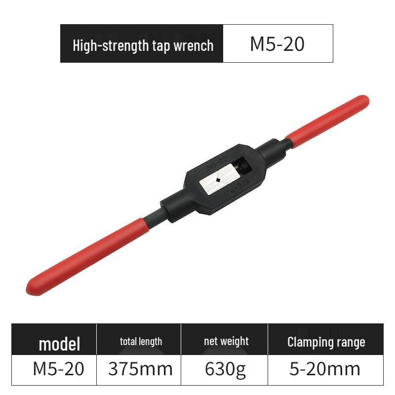 Adjustable Ratchet Tap Wrench with Extension Rod, All-Steel Manual Tapping Tool