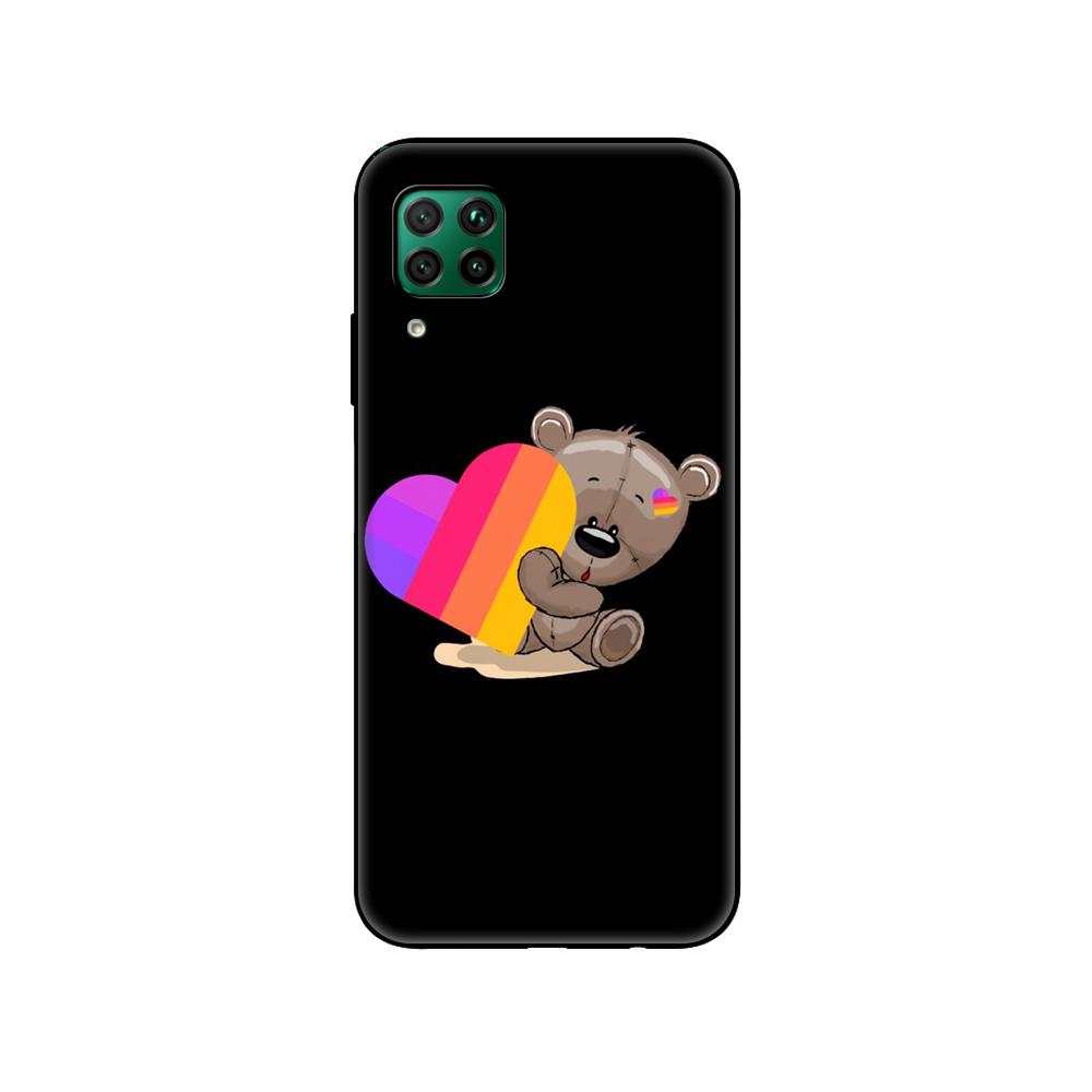 Black tpu Case For Huawei P30 Lite P30 Pro P40 Case For Huawei P40 LITE E P Smart Case Cover fashion Likee cat bear love heart