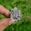 Gift For Her 925 Silver Natural Black Sunstone Stackable Flower Adjustable Ring