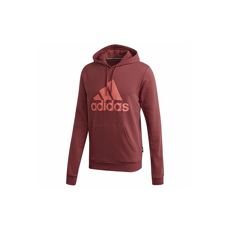 Men s adidas Hooded Pullover Long Sleeves Red FT8414 M