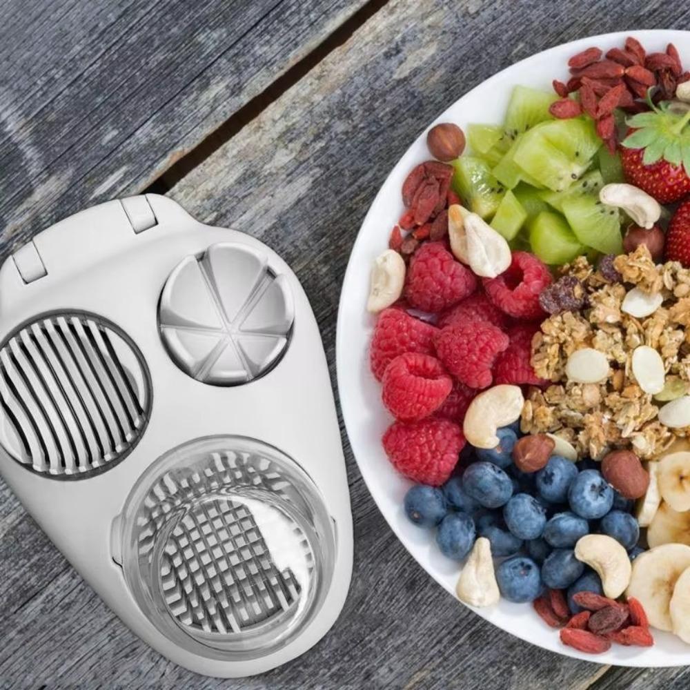 3 in 1 Egg Cutter Manual Kitchen Gadge Portable Fruit Slicing Tool Multifunctional Vegetable Crusher Hard Boiled Eggs