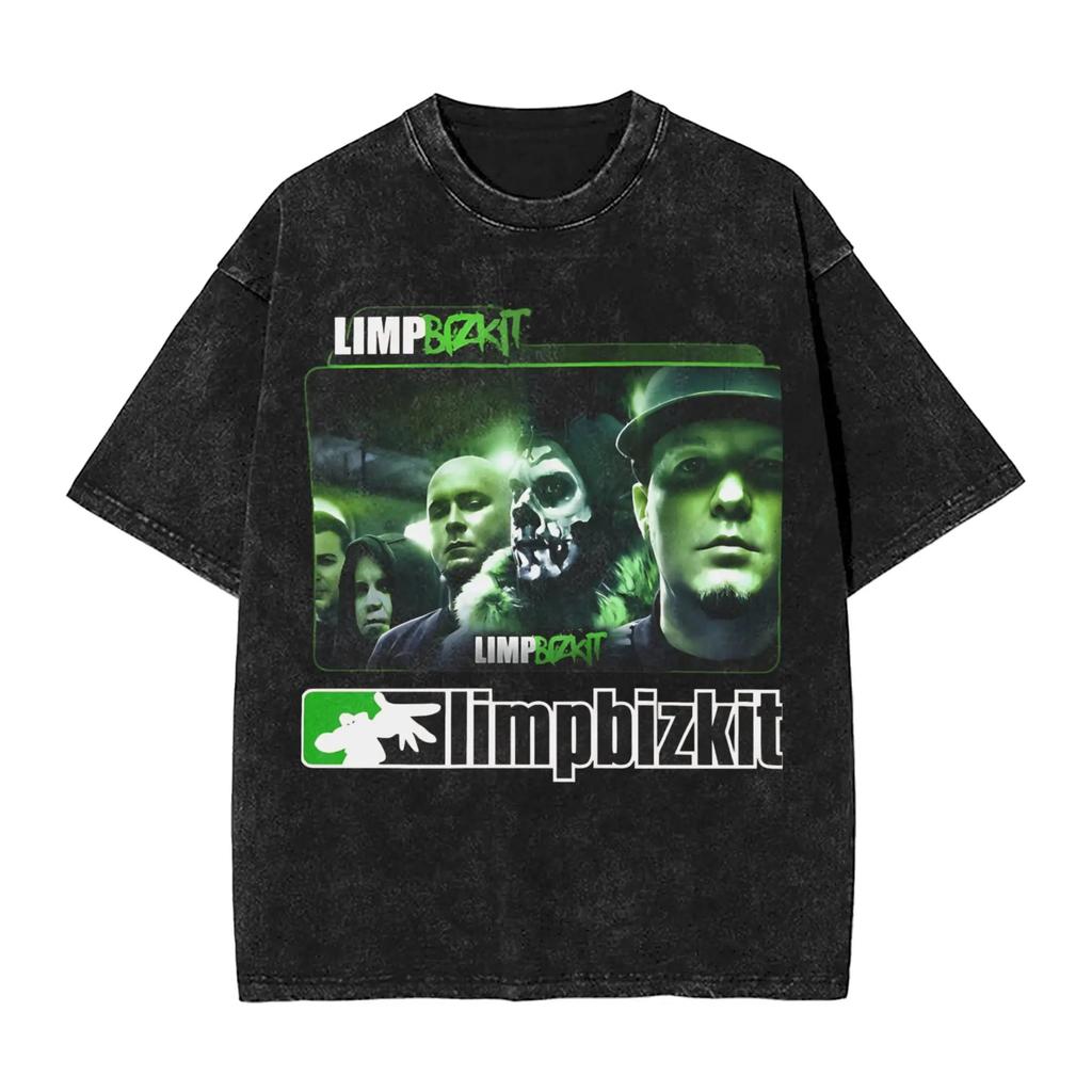 Hot Sale Rap Metal Band Limp Bizkit Graphic Print TShirt Unisex Women Retro Washed Cotton Oversized Streetwear Fashion Summer Tee