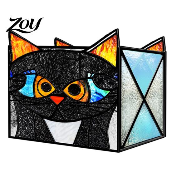 Acrylic Stationery Organizer Stained Glass Style Pen Holder, Unique Desktop Organizer, 3D Creative Gift for Students Embossed Relief Pattern