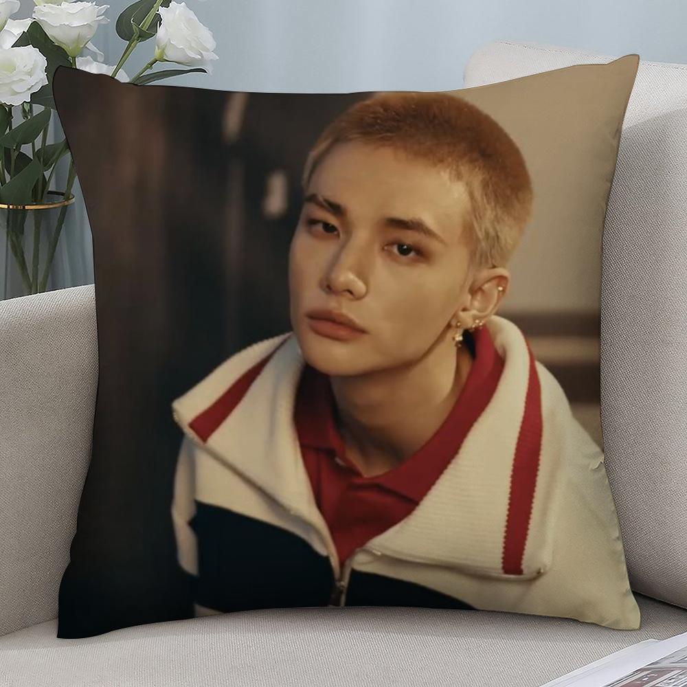 HOT-KPOP Idol h-Hyunjin Pillow Case Short Plush Sofa Decorative Gift Home Double-sided Printing Cushion