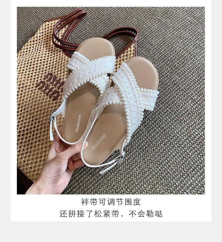 

Виноградные материнские сандалии на плоской подошве двух версий~ праздничный ветер переплетенные с открытым носком носить прохладные тапочки женские летние 40