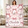 Charlotte Volleyball Bow Coral Fleece Blanket Sports Name Decor