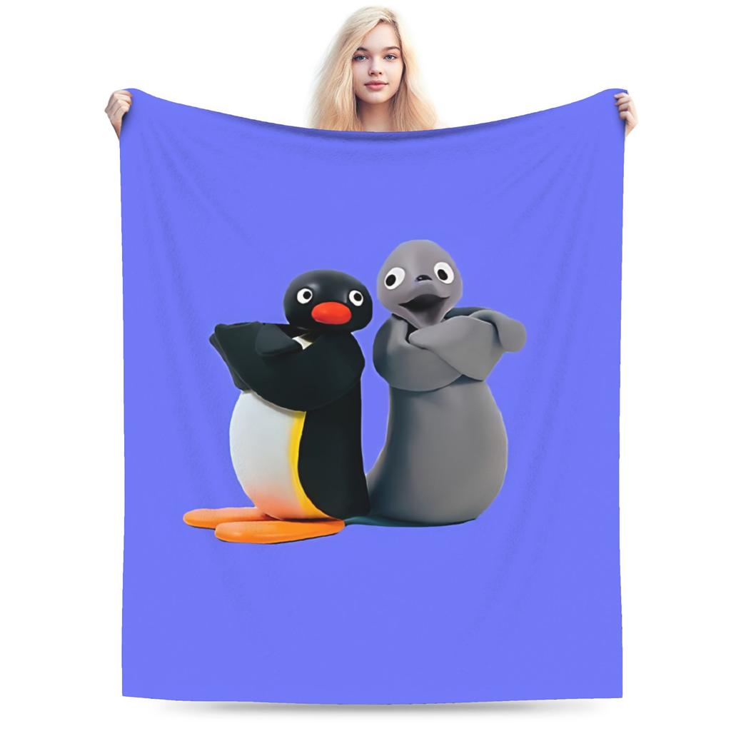 Warme Decke Junge Mädchen Picknick Pinguine Niedlich Überwurfdecke Flanell Tagesdecke für Sofa Bett Flauschige Sofabettdecke