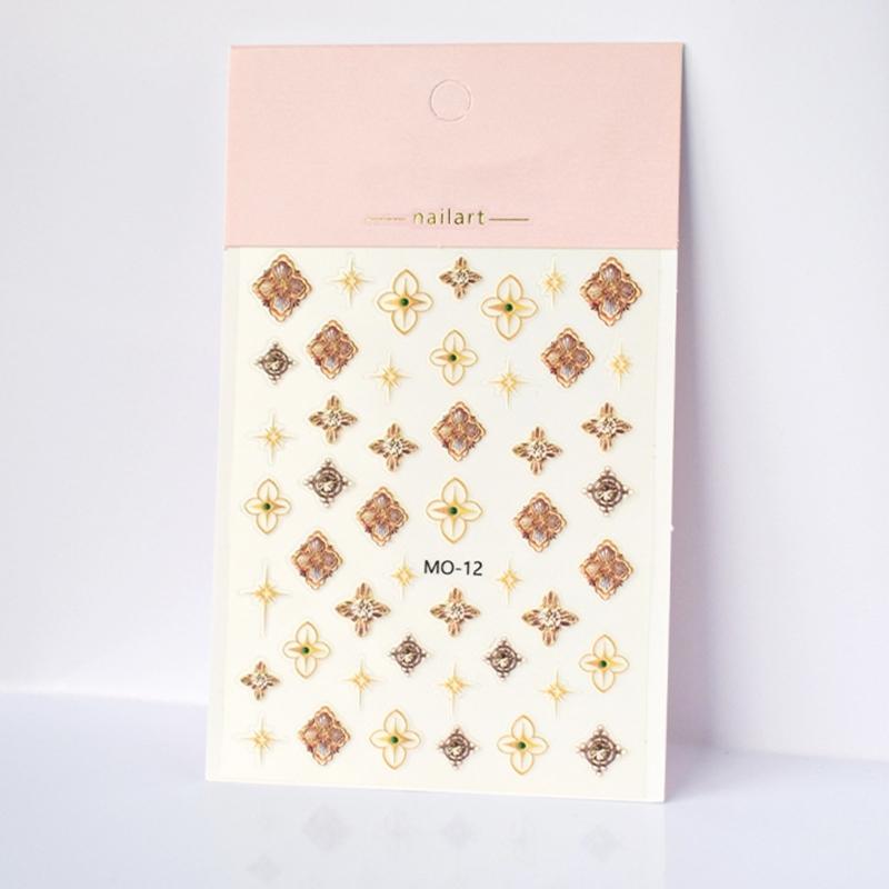 Vintage Nail Stickers Bronzing Gold Silver Nail Art Stickers Heart Nail Decals Nail Supply Nail Art Decoration for Women