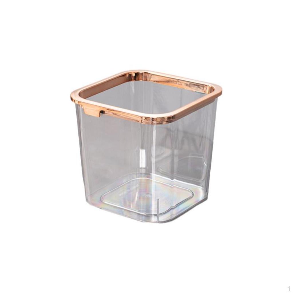 Trash Can, Large Capacity, Sturdy, Easy to Clean, Desktop, Kitchen, Office S Trans White