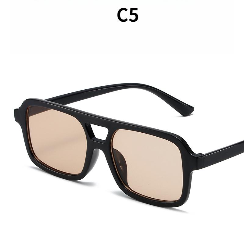 Women's sunglasses, men's and women's fashion square large-frame double-beam sunglasses