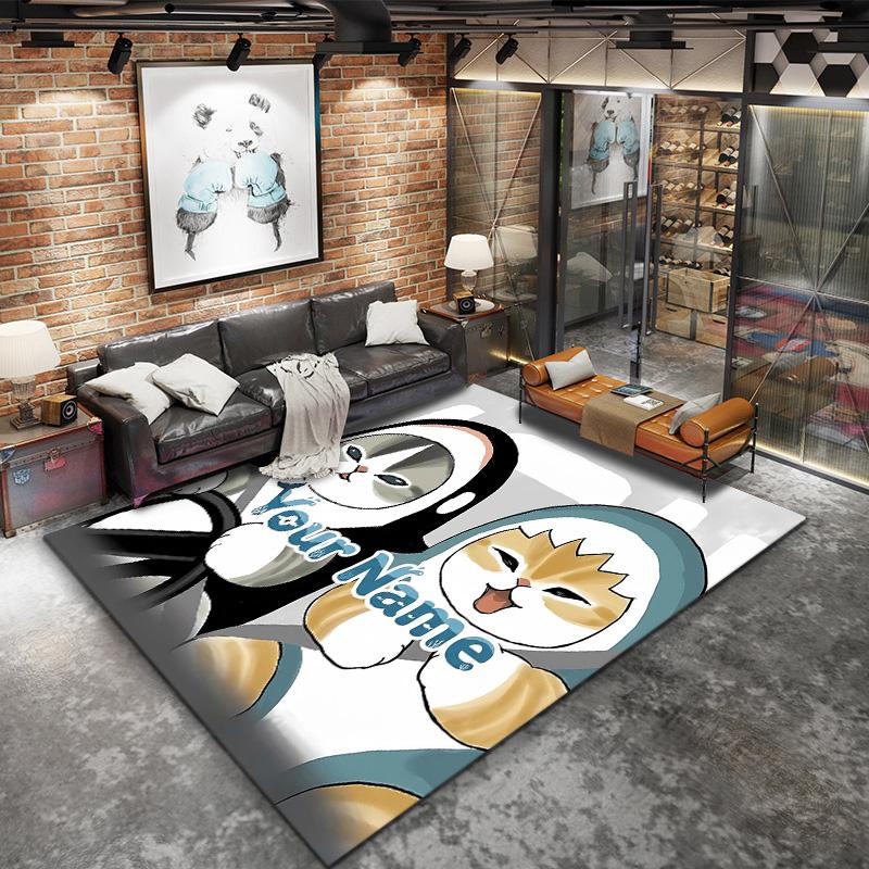 Floral Paws Collection Custom Name Carpet Rug For Living Room Bedroom Home Sofa Decoration Kids Play Nonslip Floor Mat