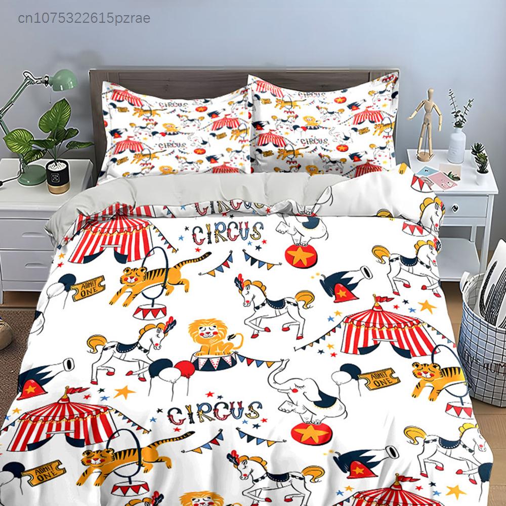Circus Theme Party Decoration Set Multiple Sizes kid's And adults' Bedroom Exquisite 3PC Bedding set, Gift