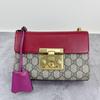 [Pre-Owned] Padlock Metal Lock Logo Chain Canvas Leather Bag - Very Good #AR0DTR