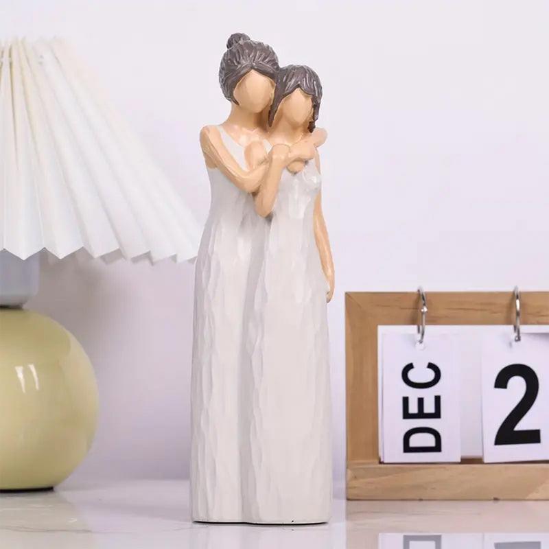 Mother and Daughter Statue Mother Daughter Hugging Hand Painted Figurine Statues Meaningful Family Moments for Home Bedroom