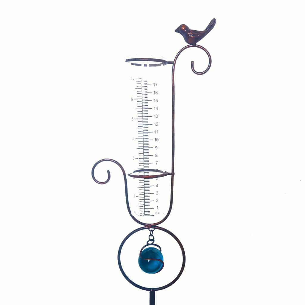 45cm Hummingbird Iron Rain Gauge Outdoor Rainfall Collector Garden Decor