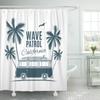 Beach Surf Rv Shower Curtain For Bathroom Decor Surfboard Hawaii Palm Tree Camping Car Ocean Sea Print Bath Curtain With Hooks